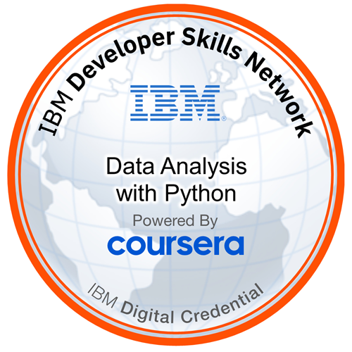 Get Certified in Data Analysis with Python from IBM provided by Coursera