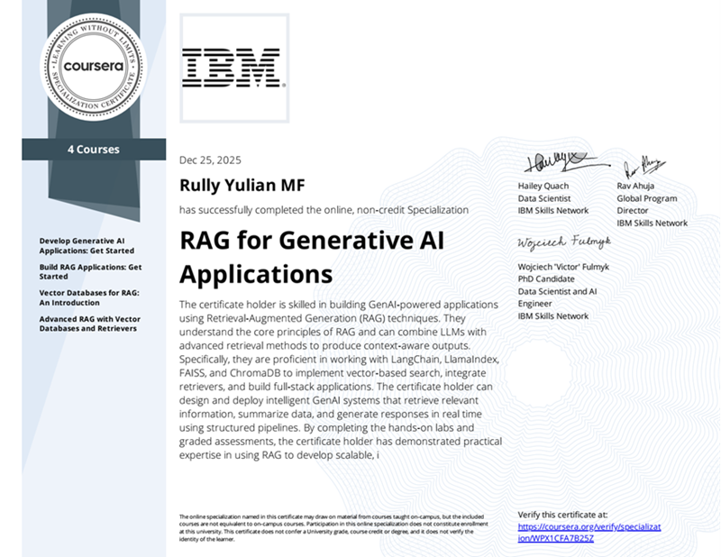 IBM RAG for Generative AI Application Specialization-Rully Yulian MF